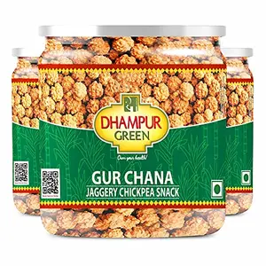 Dhampure Speciality Gur Gud Chana Channa Snacks with Natutral Jaggery with Roasted Chickpeas Healthy Lite Snacks with No Added Sugar Preservatives Chemical Color Natural Flavor 600g(3 x 200g)