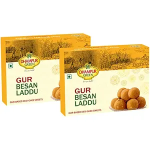 Dhampure Speciality Gur Besan Laddu Ladoo Laddoo Indian Sweets 1Kg (2x500g) | Gur Gud Desi Ghee Based Jaggery Mithaai No Added Sugar No Color No Preservatives Naturally Made