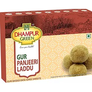 Dhampure Speciality Gur Panjeeri Laddu Laddo Ladoo made with Desi Ghee and Dry Fruits 400g |Gur Based Indian Sweet Mithai No Added Sugar No Color Naturally Made Mithaai No Preservatives