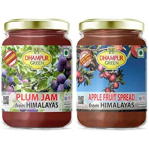 Dhampure Speciality Mixed Fruits Jam Plum Jam Apple Spread No Added Color & Preservatives with Fresh Fruits of Himalayas and Sugar Cane Juice No Added Sugar Sugar Free Jam 600grams