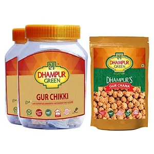 Dhampure Speciality Gur Chikki (600g ; 2 Packs of 300g Each) Free Gur Chana Worth Rs. 90/-