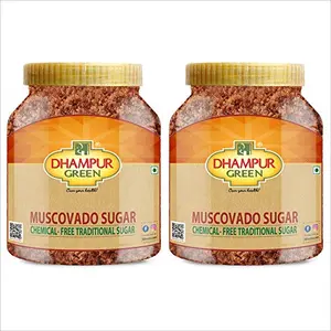 Dhampure Speciality Muscovado Brown Sugar Barbados Sugar Khandsari Khand for Baking - Chemical Free Traditional Unrefined Cane Molasses Rich Sugar Khandsari Moist Sugar 1.6Kg (2 x 800geach)