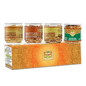 Dhampure Speciality Caramel Brittle Gift Box - Almond Brittles Cashew brittles and Gur Elaichi Dana - 950g