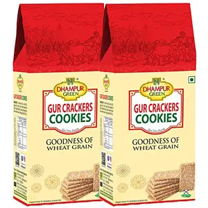 Dhampure Speciality Jaggery Gur Crackers Cookies Biscuit 400g(2 x 200g) Pure Gur Gud Bakery Cookies Biscuit Healthy Snacks with No Added Sugar for Diet
