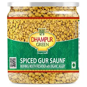 Dhampure Speciality Spiced Gur Saunf 300g | Mouth Freshener Mukhwas Natural Jaggery Coated Saunf Fennel Seeds with Mixed Spices Hygienically Packed in Jar After Meal Digestives No Sugar