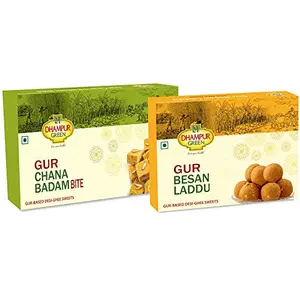 Dhampure Speciality Sweets Assortment - Gur Besan Laddu & Gur Badam Bite - 900g