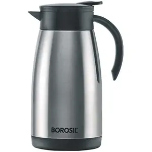 Borosil Stainless Steel Teapot- Vacuum Insulated Silver 1L