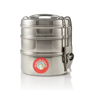 Indian-Tiffin Large 3-Tier Indian Tiffin Stainless Steel Lunchbox