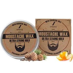 Dharma Spruce Shave Club Beard & Moustache Wax For Strong Hold (50g) (Cedarwood & Mandarin)