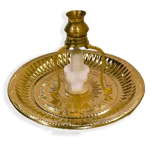 Khandekar Risty Shop Shiva Dharmik Bhandar PlateShivling Stand with loota Certified Brass White Marble shivling collectable Spiritual useDecorative showpieceSize 7x7inchWeight 250gTemplemandirpujaGift