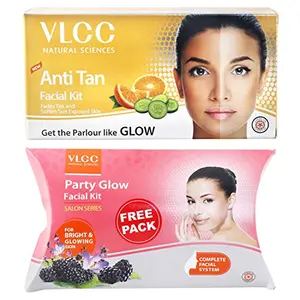 VLCC Anti Tan Facial Kit 60g with Free Party Glow Facial Kit 60g