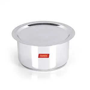 Sumeet Big Size Stainless Steel Induction Bottom (Encapsulated Bottom) Induction & Gas Stove Friendly Container/Tope/Cookware with Lid Size No.16 (4 LTR)