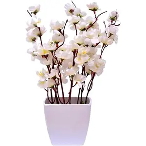 Yash Enterprises Artificial Artificial Flora with Pot (White 1 Piece)