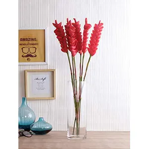 Fourwalls Polyurethane and Plastic Artificial Real Touch Helikonia Flower Sticks (10 cm x 10 cm x 50 cm Red Set of 6)