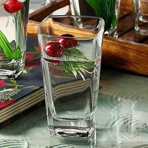 Vijhamart Transparent Design Crystal Clear Glasses Drinking Water Heavy Base Juice and Beer Glass Set of 6(285 mi)