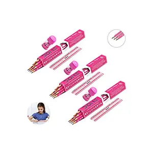 DOMS Daddy's Princess Xtra Super Dark Pencil School Stationary Rubber Tipped Graphite for Kids Girls Pack of 30