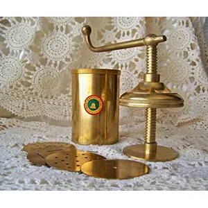 ANMOL COLLECTIONS Damini Export Quality Brass Kitchen Press Bhujia Maker Sev Sancha Gathiya With Set of 4 Jali Designs Different Design Size No. 8 Heavy Quality