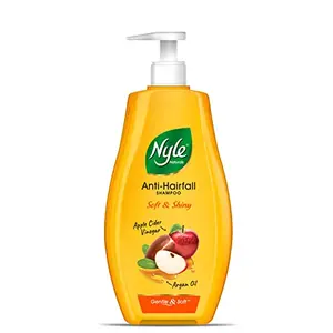 Nyle Naturals Soft and Shiny Anti Hairfall Shampoo With Goodnes Of Apple Cider Vinegar And Argan OilGentle and soft shampoo PH balanced and Paraben free For Men and Women 800ml