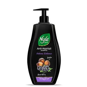Nyle Naturals Volume Enhance Anti Hairfall Shampoo With Reetha And Blackberry Gentle and soft shampoo PH balanced and Paraben free For Men and Women 400ml