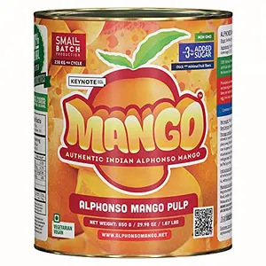 Keynote Alphonso Mango Pulp / GI Ratnagiri Mangoes / Laboratory Certified / Export Grade / Pulp with 3% Added Sugar 850 g