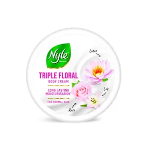 Nyle Naturals Triple Floral Body Cream for Long Lasting Moisturization of Normal Skin with goodness of Lotus Lily Rose- 200 ML
