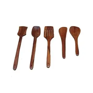 Multipurpose Serving and Cooking Spoon Set for Non Stick Spoon for Cooking Baking kitchen tools Essentials Wooden Non Stick Spatulas & Ladles Frying Baking Wooden Handmade Serving and Cooking Spoon Kitchen Utensil Set Of 5