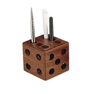 Wooden Paper Weight | Cube dice Pen Holder | dice Cum Pen Stand Cum Paper Weight