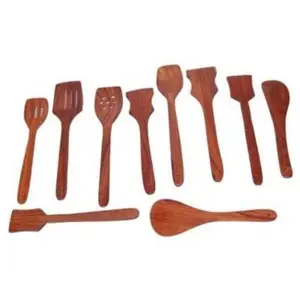 Multipurpose Serving and Cooking Spoon Set for Non Stick Spoon for Cooking Baking kitchen tools Essentials Wooden Non Stick Spatulas & Ladles Premium Wooden Spoon Kitchen Tools Utensil Set 1 Frying 2 Serving 2 Spatula 3 Chapati Spoon 2 Desert
