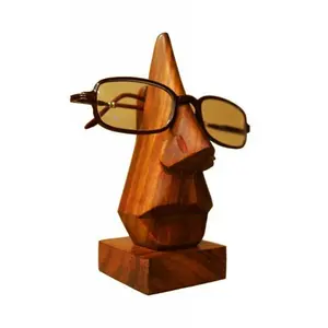 Gifts Handmade Wooden Nose Shaped Spectacle Specs Eyeglass Holder Stand with Moustache Spectacle Holder for Display Sunglasses