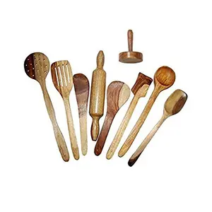 Wooden Spoon Set of 9 Pcs/Wooden Spatula Ladle & Kitchen Tools Set