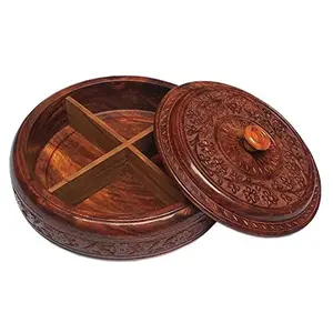 Multipurpose Wooden Hand Crafted Spices Box/Masala Box/Dry Fruit Container (Large)
