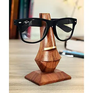 Wooden Nose Shaped Spectacle Holder Specs Stand for Home & Office Desktop Tabletop Wooden Nose Shaped Sunglasses Holder Specs Stand Display Gift Item (3X2.5X5) inches