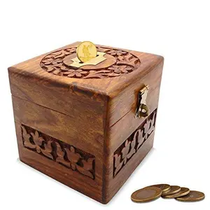 Wooden Piggy Bank Money Bank Gullak for Kids Birthday Gift for Kids and Adults Handmade Wooden Coin Box Holder Money Storage Box