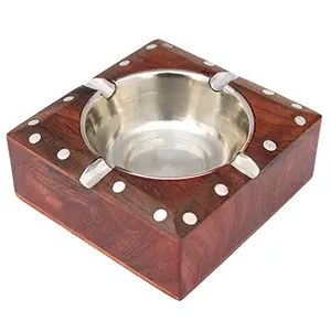 Handmade Beautiful Designer Square Shaped Wooden Ashtray with Inlay Work
