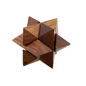 Star Jigsaw Wooden Brainteaser Puzzle Game for Kids Made in Pure Sheesham Wood