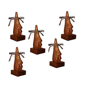 Whole Sale Pack of 5 Pc of Handmade Wooden Nose Shaped Spectacle Holder Specs Stand for office Desktop - Tabletop