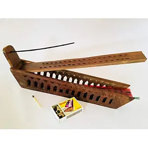 Wooden Hand Carved Decorative Agarbatti Stand - Coffin Incense Stick (10x 2 inches)