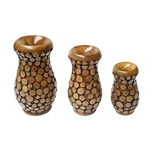 Wooden Flower Vase for Home DecorationPack of 3