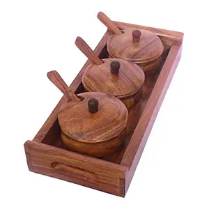 Wooden Spice Contaoiner-Spice Containers for KitchenSpice Container and Masala Box -Color -Brown by 