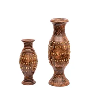 Wooden Flower Vase for Home DecorationPack of 2