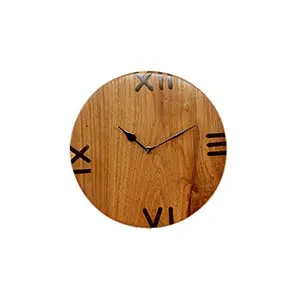 Teak Wood Rounded Home Decor Handcrafted Antique Well Clock 24.5 X 24.5
