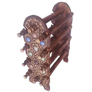 Antique Style Wooden Bangle Stand Multipurpose Jewellery Embossing - Handmade Wooden Jewellery Holder for Women - Jewellery Organisers Stand