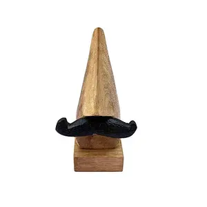 Handmade Wood Nose Shaped Spectacle Stand/Holder with Moustache