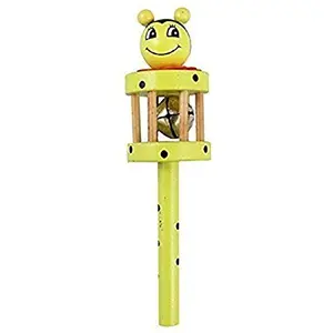 Baby Wooden Rattle with Bells Musical Instrument-Handheld Toy