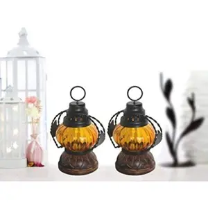 Hand Carved Decorative Table/Hanging Lantern/LAMP Orange Pack of 2
