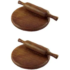 Wooden Rolling Pin & Board (Chakla Belan) Pack of 2