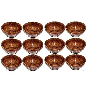 Handcraft Wooden Serving Bowl for Salad Snacks Serving Dishes Bowls Set of 12 Decorated Tableware Bowls