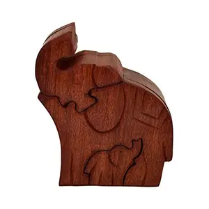 Wooden Puzzle Box 'Regal Elephant': Handmade Mystery Keepsake Box Game Gift