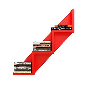 Handicraft Wooden W Shaped Book Shelf/Wall Shelf/Wall Bracket/Bracket/Wall Shelves/Shelves Size 22x5x6 inch Red