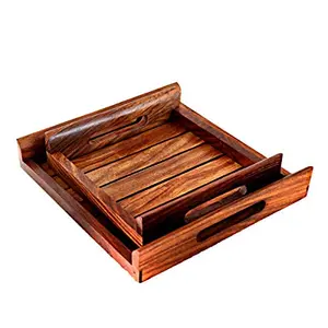 Wooden Serving Tray for Dining Tableware Table Dacor Kitchen Serveware Dining AccessoryBreakfast Coffee Table TrayButler Serving Tray (Set of 2)